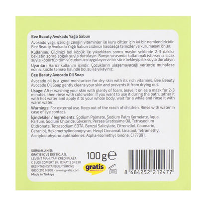 Bee Beauty Avocado Oil Bar Soap for Hydrated Skin 100g