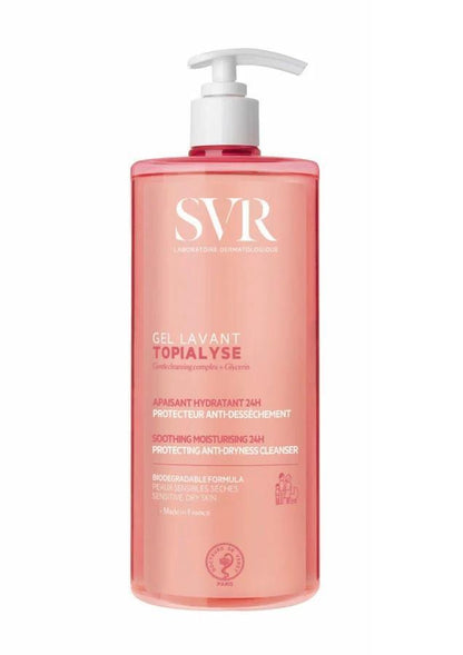 SVR Topialyse Gel Lavant - Gentle, Hypoallergenic Face Cleansing Gel for Sensitive & Dry Skin - Paraben-Free, Omega 3, 6, 9 Enriched