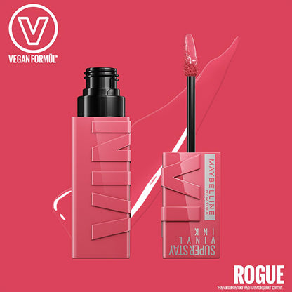Maybelline New York Super Stay Vinyl Ink Liquid Lipstick - Long-Lasting, Smudge-Proof, High Gloss Finish - 145 Rogue