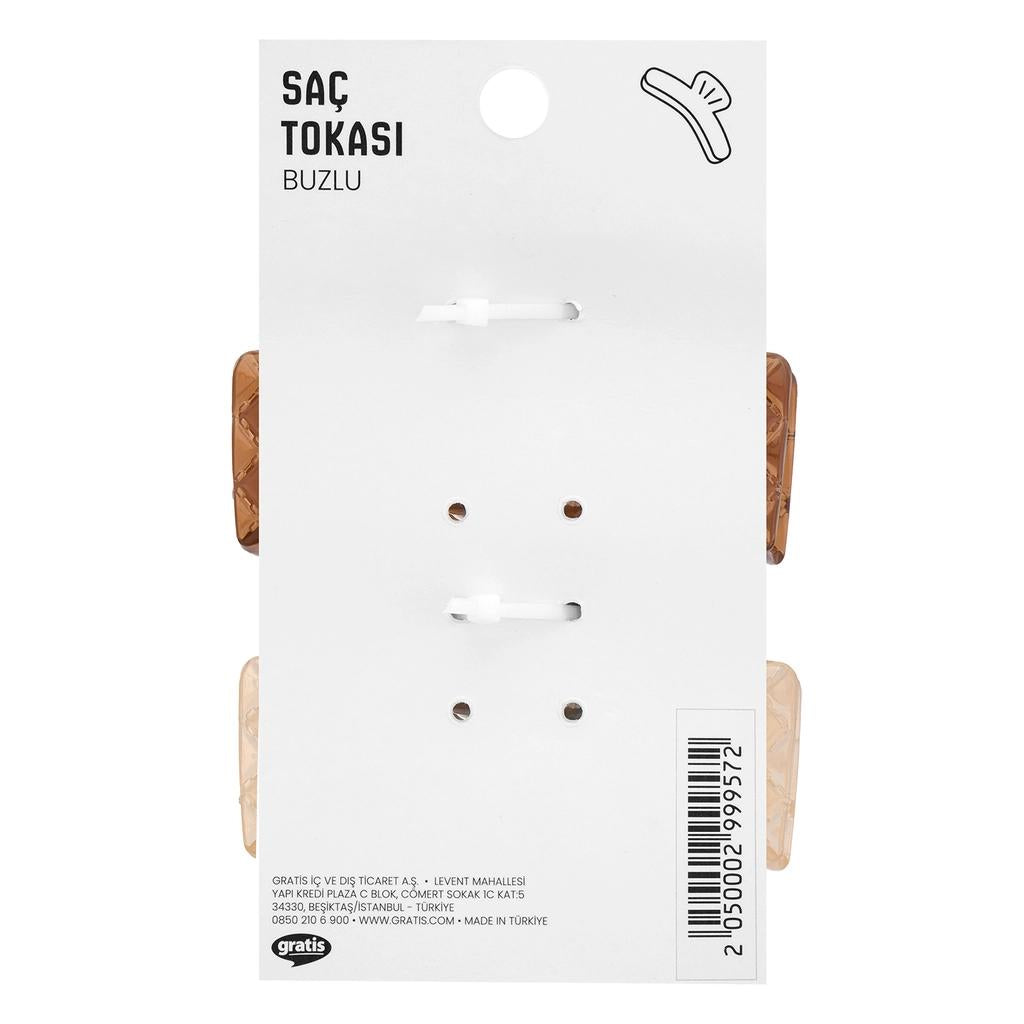 Eklips Frosted Rectangular Hair Clips Beige & Brown 2-Pack