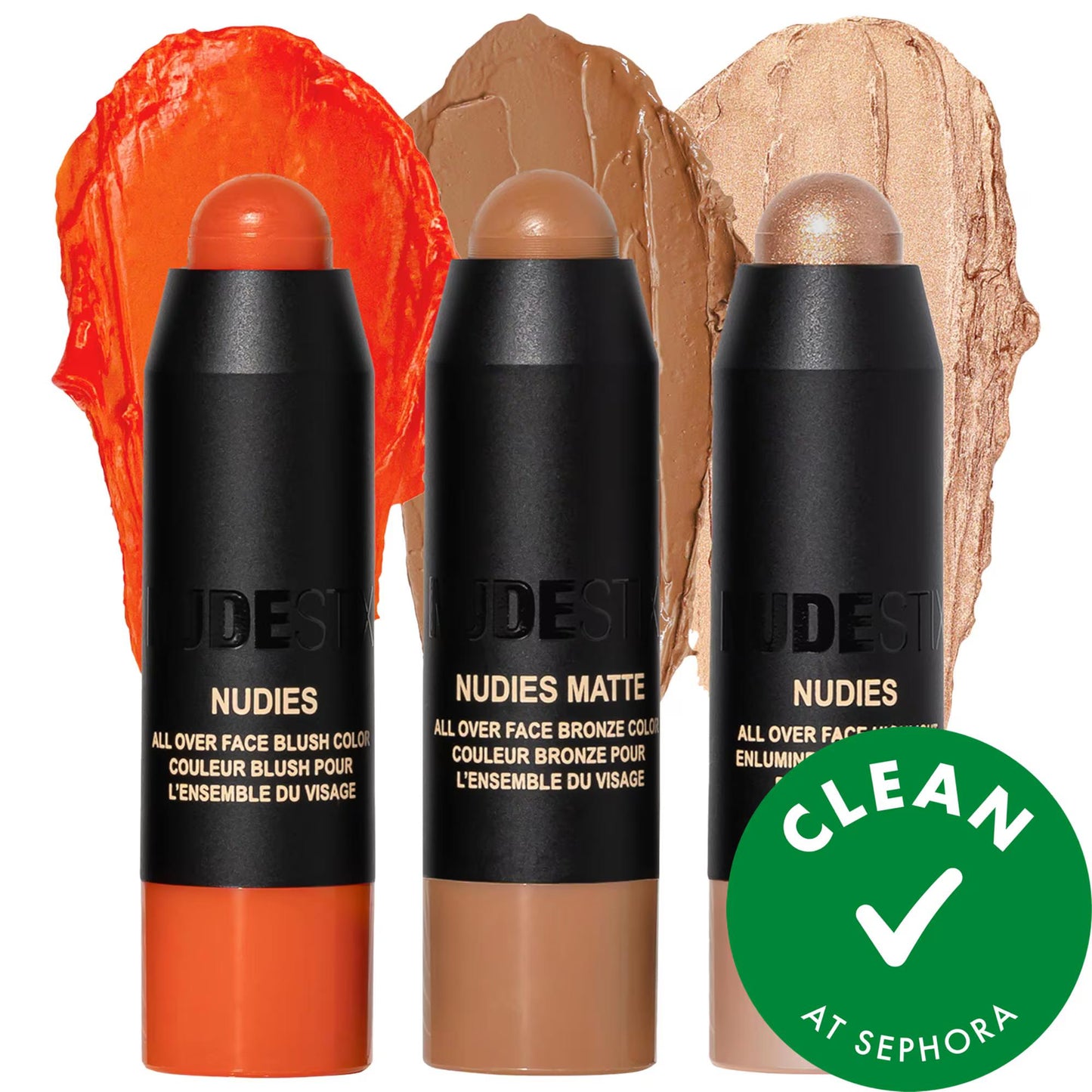 Nudestix Mini Beachy Nudes 3pc Makeup Kit: Bronze, Blush & Highlight - Travel-Friendly, Vegan, Cruelty-Free Clean Beauty