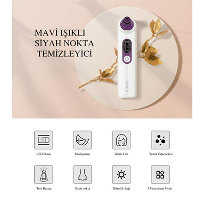 X-Level Facial Cleansing and Massaging Device - Waterproof, Rechargeable, and Adjustable Intensity for Advanced Skincare - X-Shinyachne Mavi I_õklõ Siyah Nokta Temizleyici XPC3001