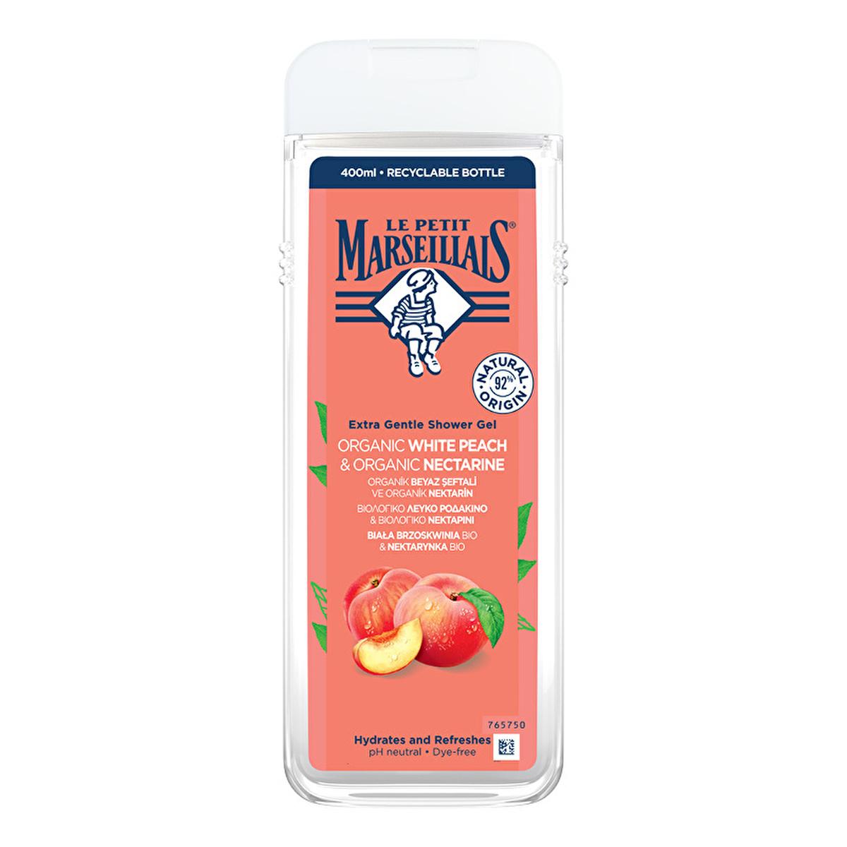 Le Petit Marseillais Peach Shower Gel - Gently Cleanses & Moisturizes Dry Skin - Natural & Fruity Scent - Family Size, 13.53 fl oz