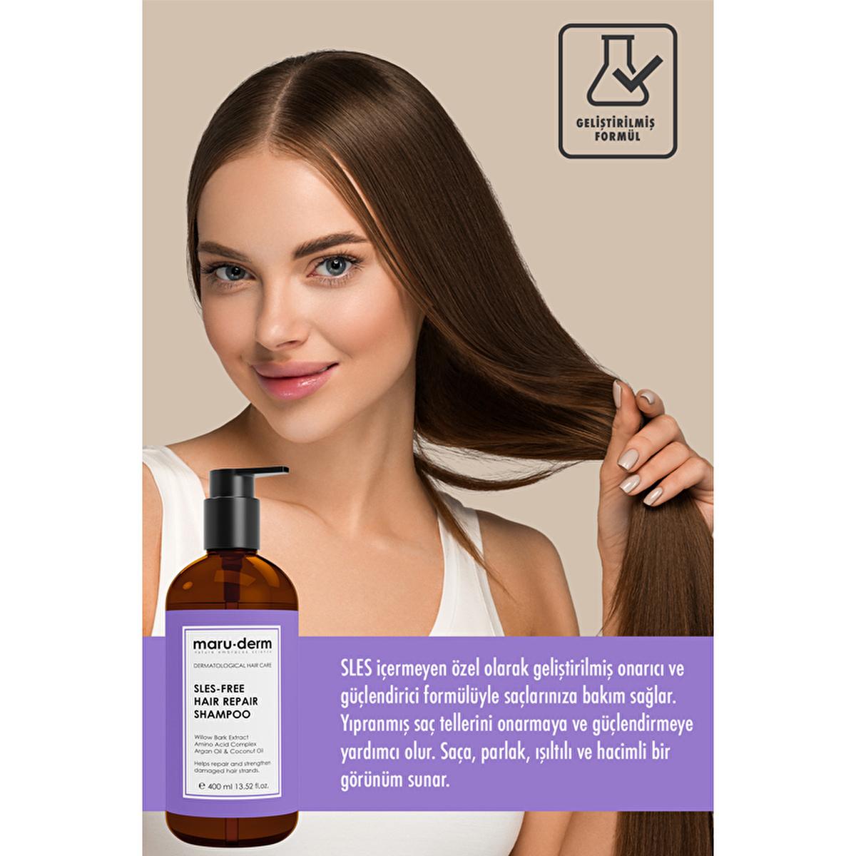 Maruderm Sulfate-Free Shampoo with Argan Oil & Coconut Oil for Damaged Hair - 13.53 fl oz