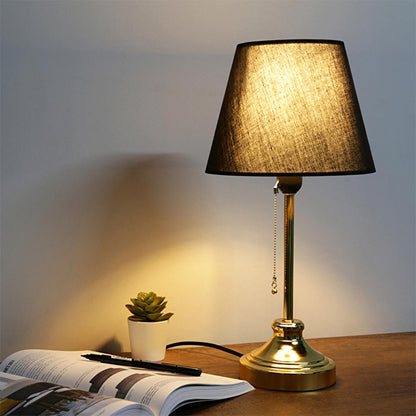 Homing Edel Gold Body Table Lamp with Fabric Shade and E27 Socket - Modern Home Decor Lighting