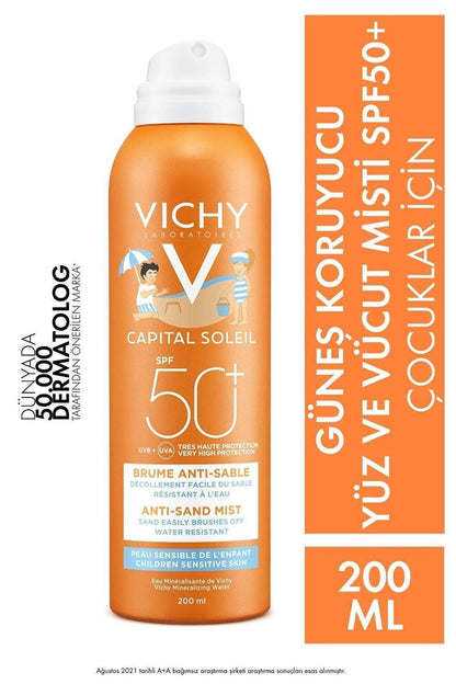 Vichy Capital Soleil SPF50 Anti-Dandruff Mist for Children - Hypoallergenic, Water-Resistant Sunscreen Spray - 6.76 fl oz