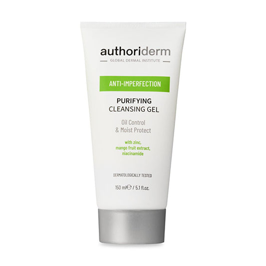 Authoriderm: Gentle Cleansing Gel for Oily & Combination Skin - Control Shine, Minimize Pores, Purifying Facial Wash, Reduce Sebum - 150ml