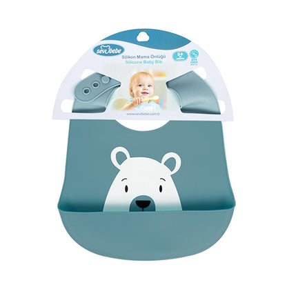 Sevi Bebe Silicone Baby Bib - Waterproof, Adjustable, and BPA-Free for Babies Over 5 Months