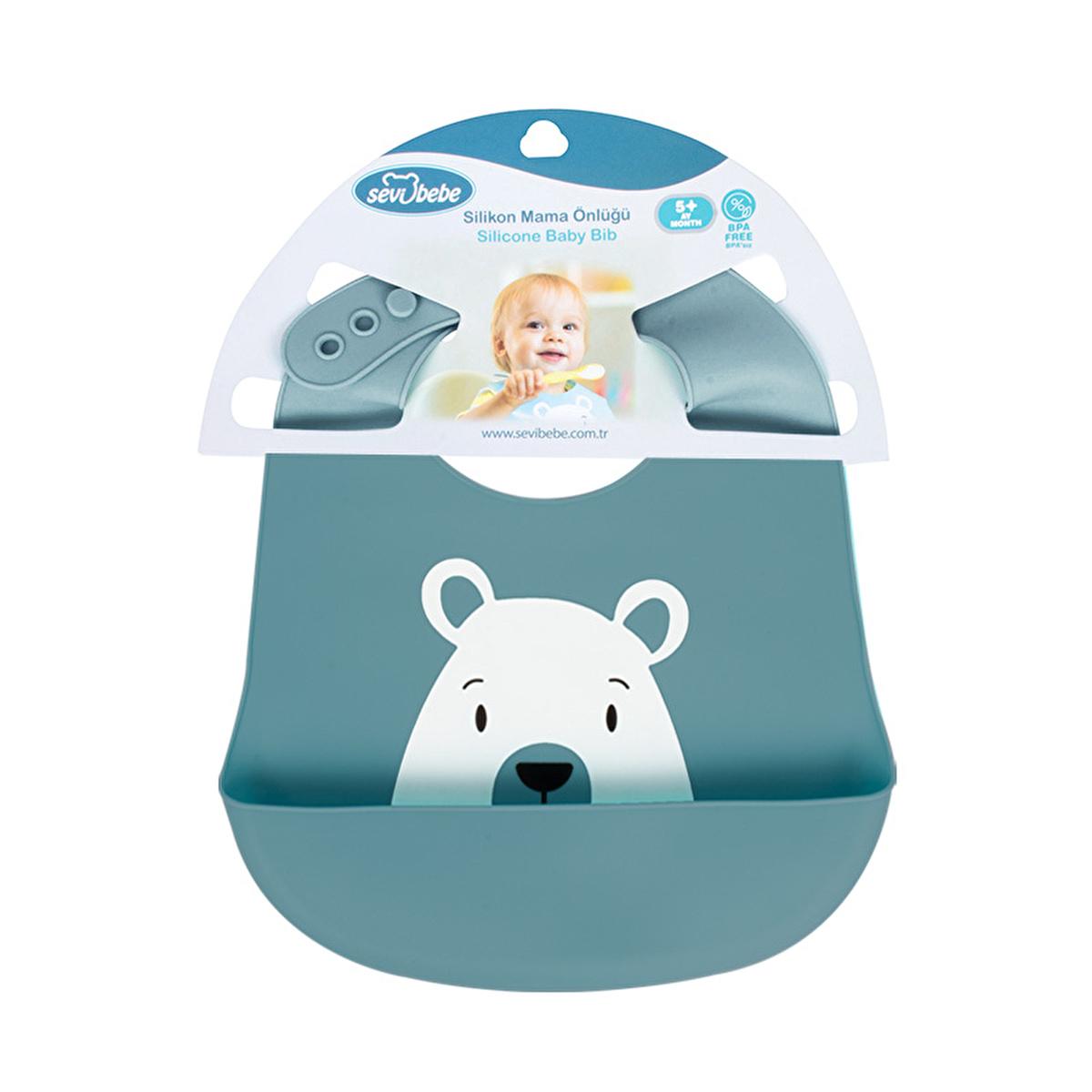 Sevi Bebe Silicone Baby Bib - Waterproof, Adjustable, and Easy to Clean for Mess-Free Mealtime