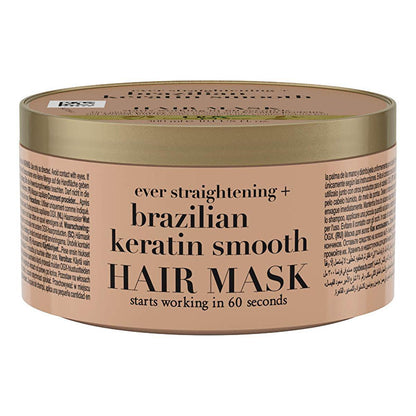 OGX Brazilian Keratin Smooth Hair Mask: Sulfate-Free, Frizz Control & Smoothing Treatment for Curly & Wavy Hair - 10.14 fl oz