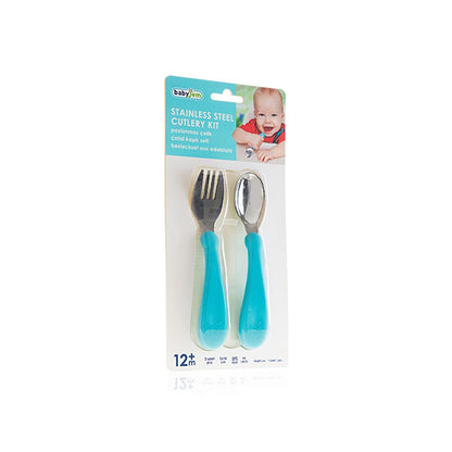 Babyjem Stainless Steel Baby Utensil Set - BPA Free, Ergonomic Design for Independent Eating