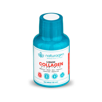 Naturagen Liquid Collagen Peptides Shots - 2500mg Type I&III Collagen, Gluten-Free, Halal Certified Anti-Aging Supplement