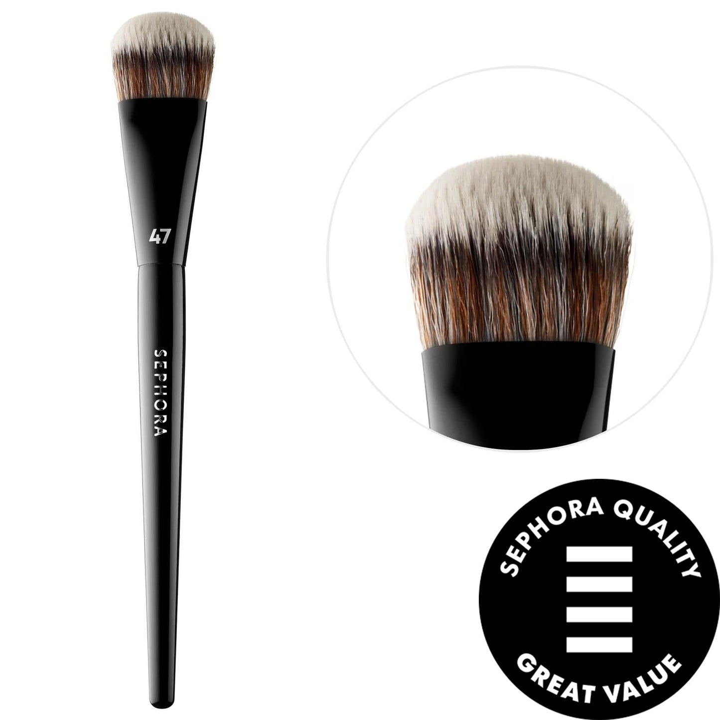 PRO Makeup Foundation Brush #47 - Vegan Synthetic Bristles for Seamless Application