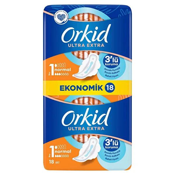 Orkid Ultra Extra Normal Sanitary Pads: Ultimate Leak Protection, Comfort & Confidence - Day & Night Feminine Hygiene - 18 Count