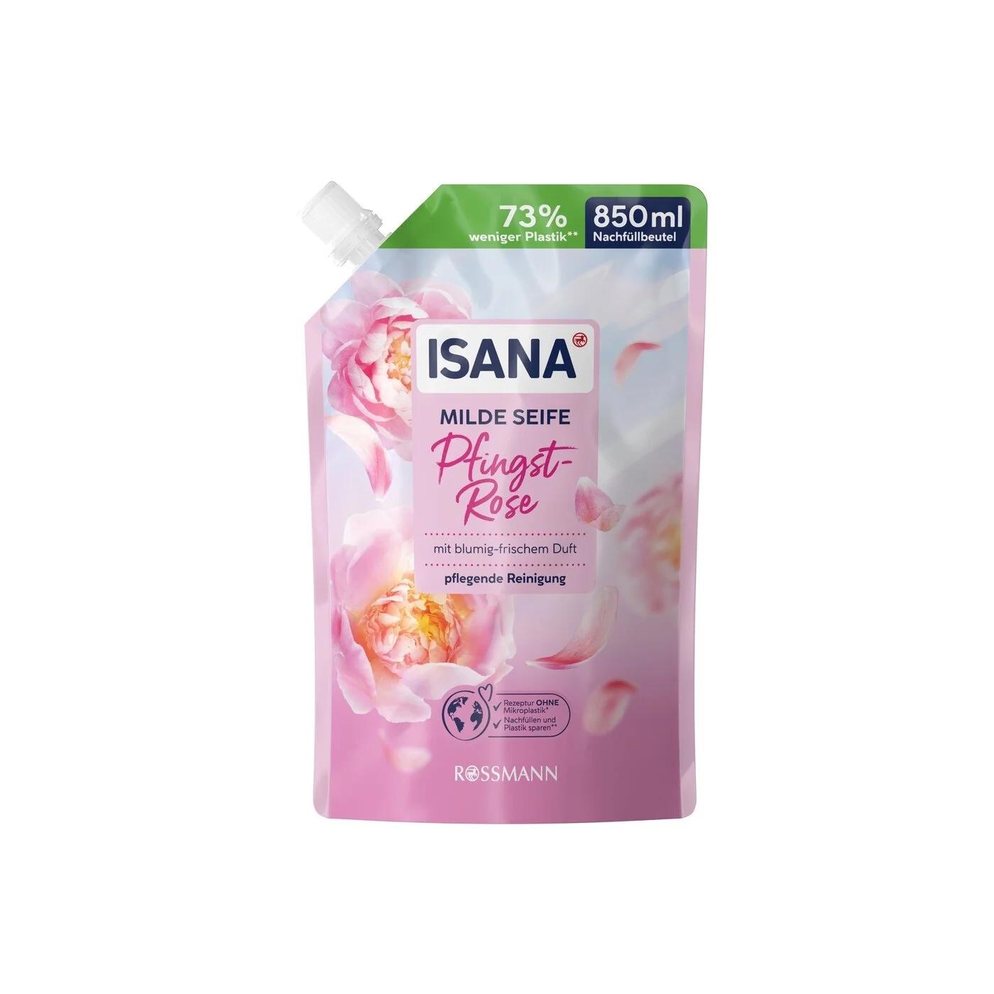 Isana Peony Liquid Soap Refill for Gentle Cleansing 850ml