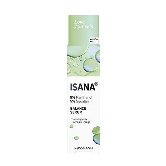 Isana Facial Serum with Panthenol & Squalane - Nourishing, Anti-Redness, Dermatologically Tested - 30 ml