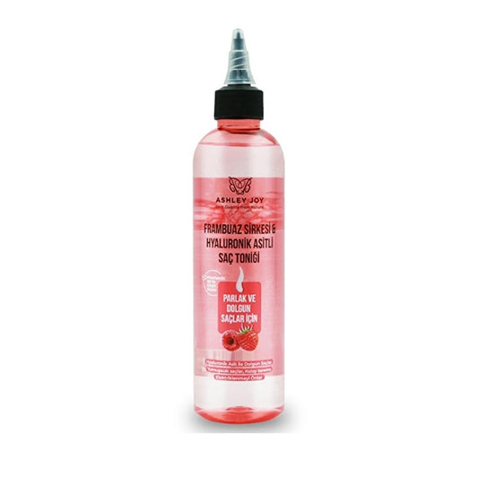 Ashley Joy Raspberry Hair Vinegar & Hyaluronic Acid Hair Tonic: Shine, Detangle & Hydrate - Natural Anti-Frizz, Moisturizing Hair Treatment (8.45 fl oz)