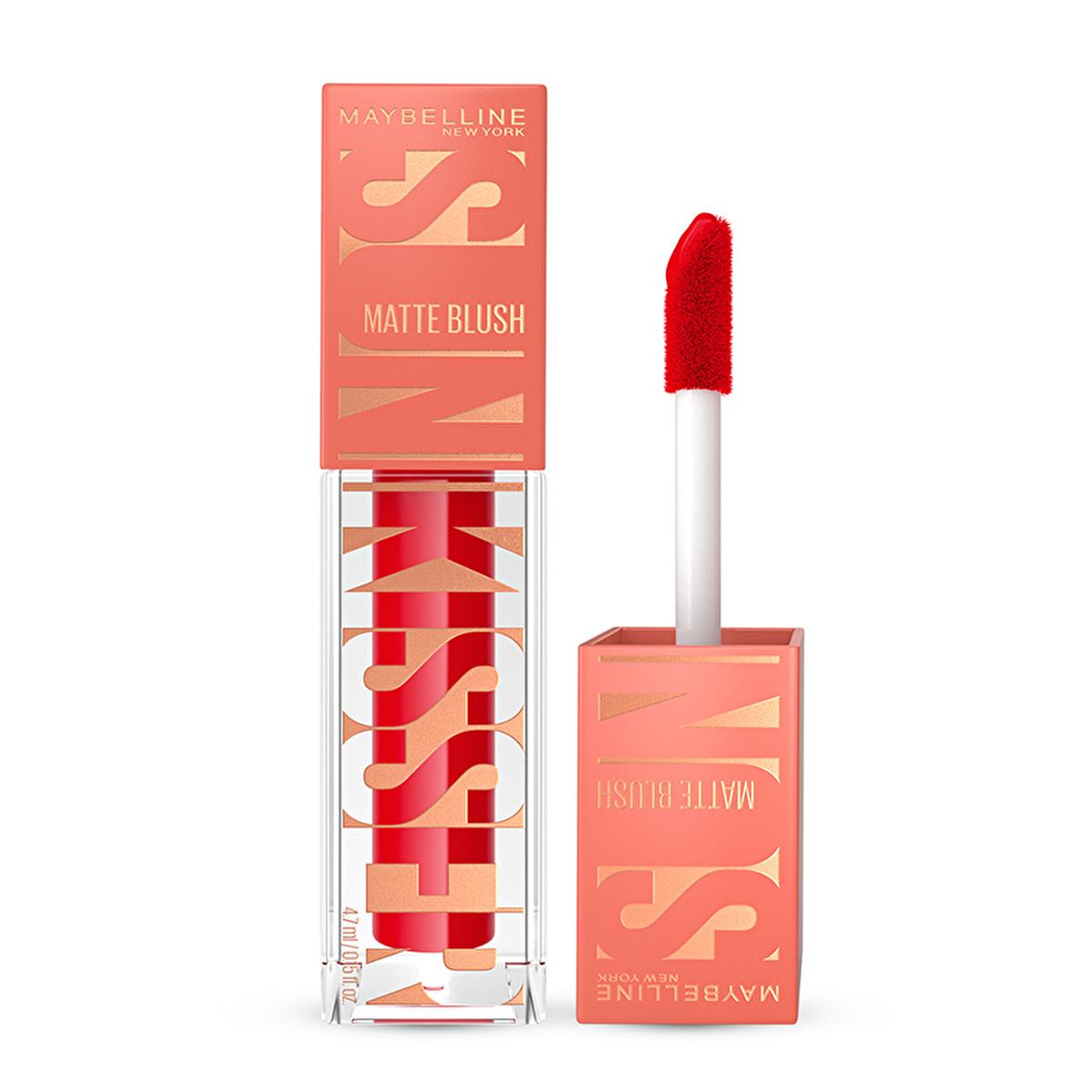 Maybelline Sunkisser Hazy Matte Liquid Blush - Spicy Red: Natural Matte Summer Glow, Long Lasting, Vitamin E, Easy Blend