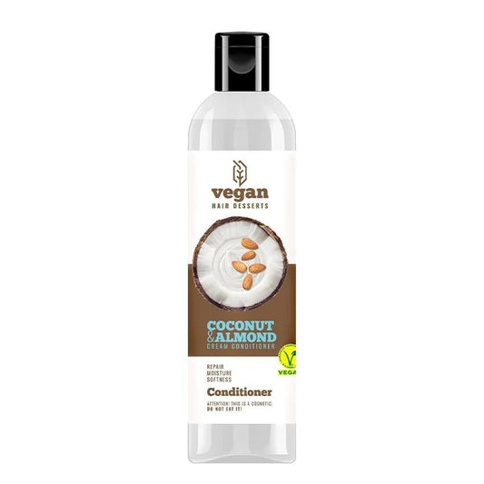 Vegan Hair Dessert: Coconut & Almond Cream Conditioner - Deeply Moisturizes, Repairs Dry & Damaged Hair - Natural Vegan Hair Care