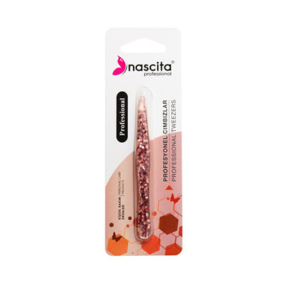 Nascita Precision Eyelash Tweezers - Angled Tip for Perfect Eyebrow Shaping & Hair Removal - Durable & Portable