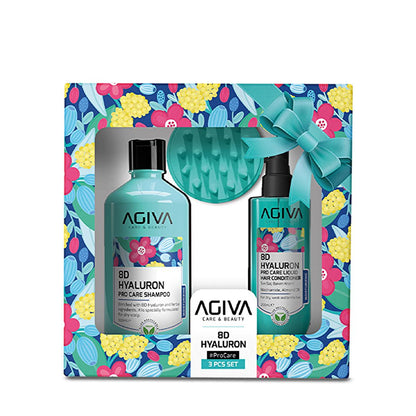 Agiva 8D Hyaluron Hair Care Set: Intense Hydration, Detangling Leave-In Conditioner - Dry & Damaged Hair Repair