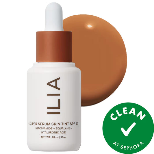 Ilia Super Serum Skin Tint SPF 40: Dewy Coverage, Hydrating Hyaluronic Acid & Vegan Foundation