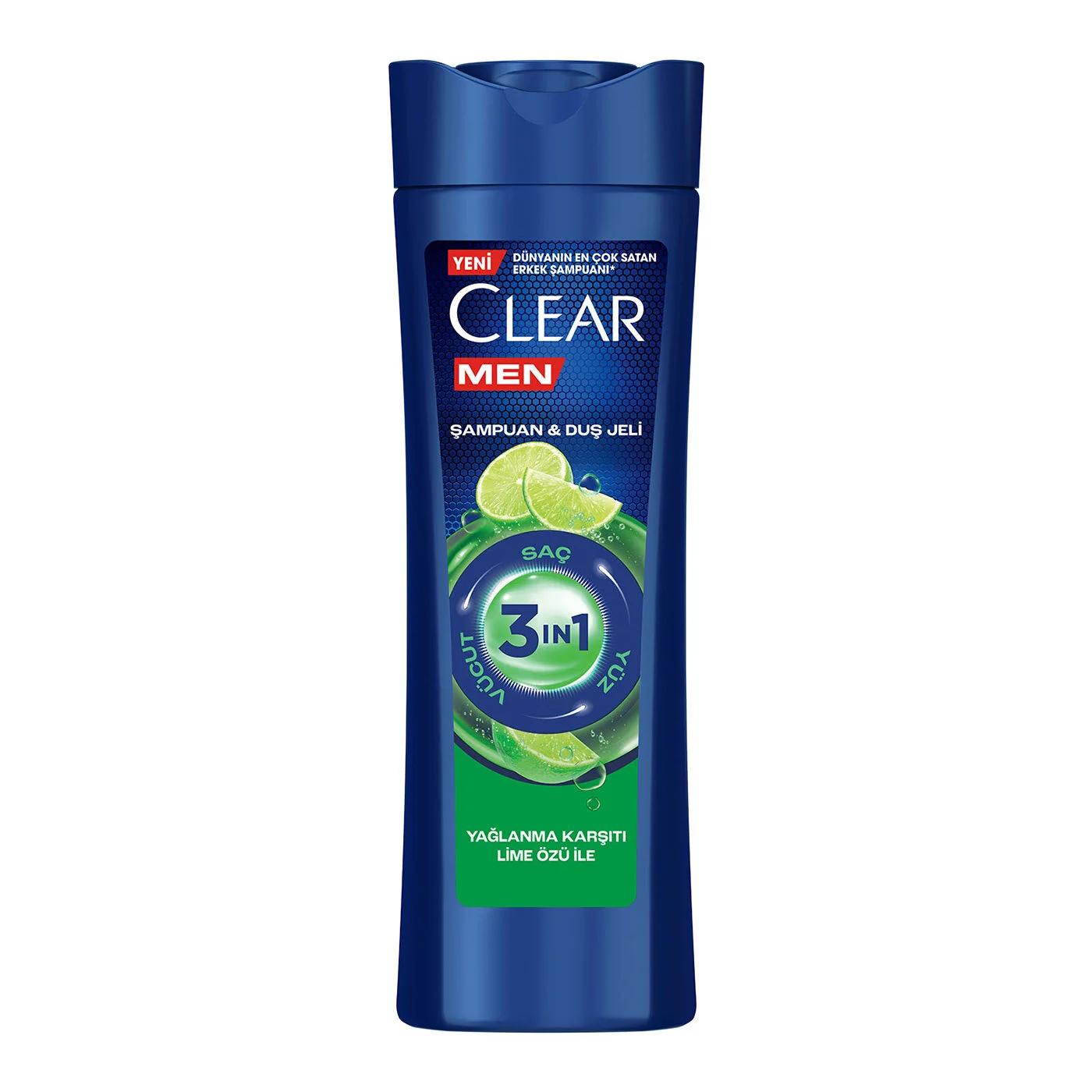 Clear Men 3-in-1 Anti-Grease Lime Shampoo & Body Wash 350ml