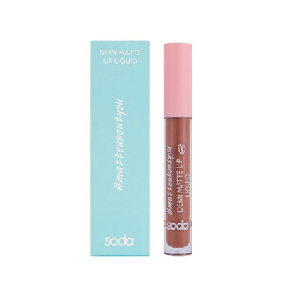 Soda Liquid Lipstick - Demi Matte Finish, Long Lasting & Highly Pigmented - 013 Almond Syrup