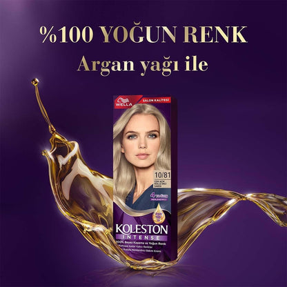 Wella Koleston Intense Ash Blonde Hair Dye: 100% Gray Coverage, Long Lasting Color, Argan Oil - Light Ash Pearl Blonde