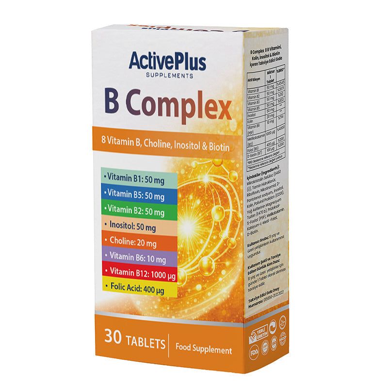 Active Plus B Complex Daily Vitamin Supplement 30 Tablets