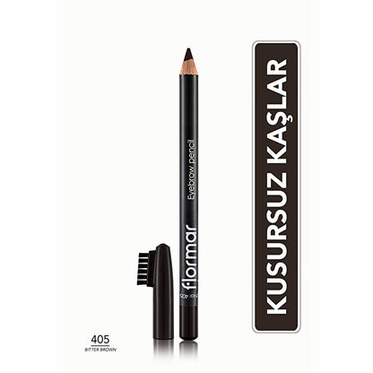 Flormar Bitter Brown Eyebrow Pencil with Soft Tip Applicator & Blending Brush | Long Lasting, Natural Definition