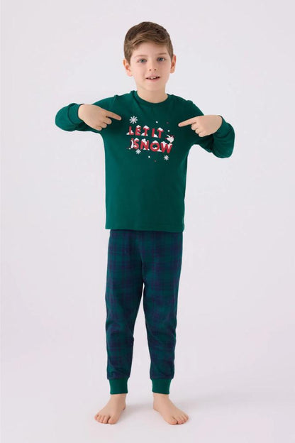 Arnetta Boys Long Sleeve Pajama Set in Dark Green