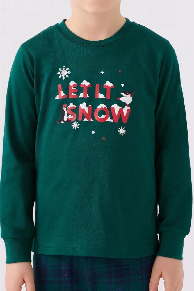 Arnetta Boys Long Sleeve Pajama Set in Dark Green