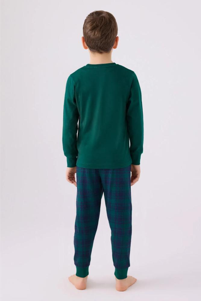 Arnetta Boys Long Sleeve Pajama Set in Dark Green