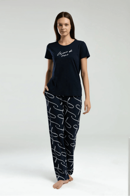 Arnetta Women's Navy Pajama Set Comfort Loungewear