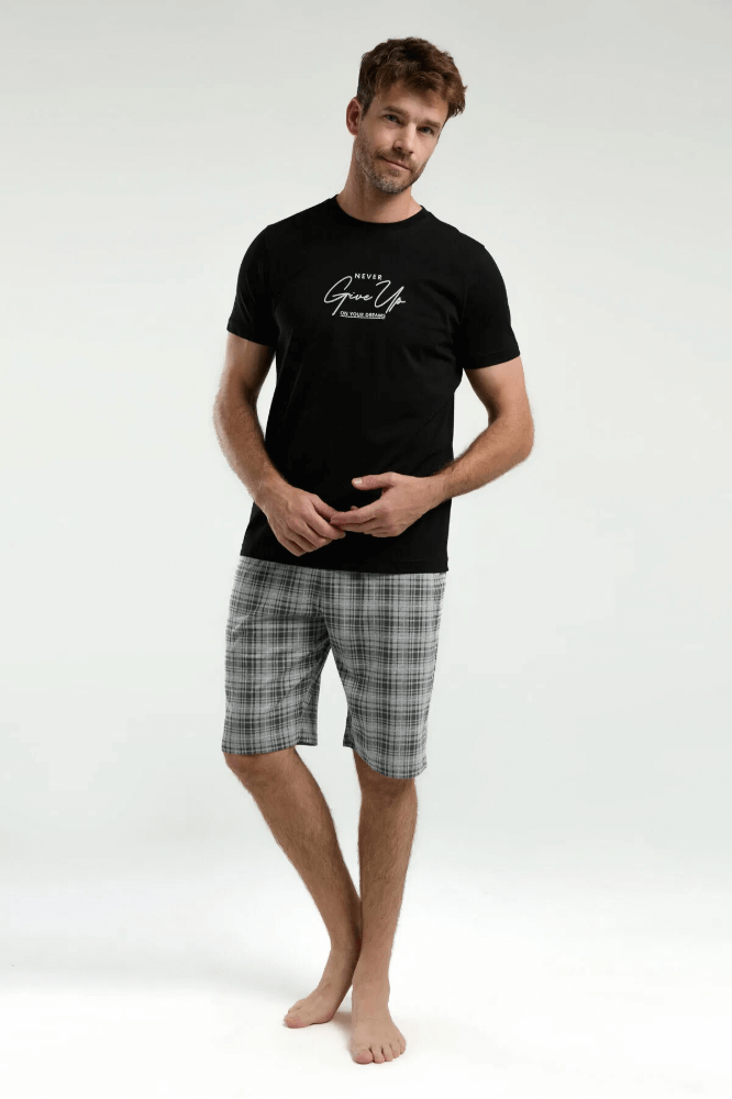 Arnetta Men's Loungewear Shorts Set Cozy Black 2-Piece