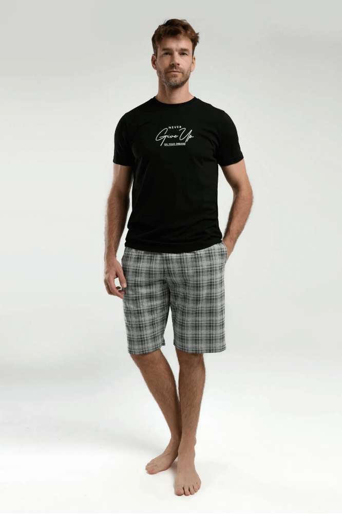 Arnetta Men's Loungewear Shorts Set Cozy Black 2-Piece