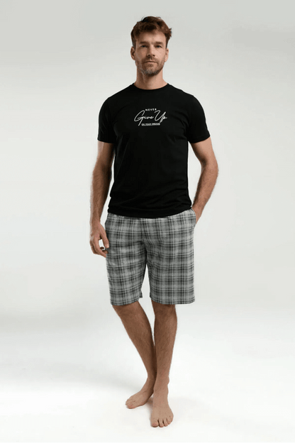 Arnetta Men's Plus Size Short Pajama Set Black Lounge Wear