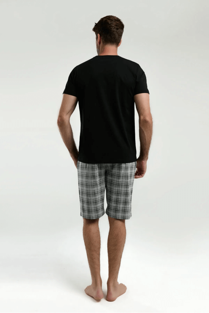 Arnetta Men's Plus Size Short Pajama Set Black Lounge Wear