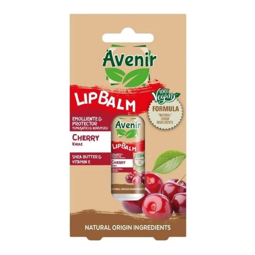 Avenir Vegan Cherry Lip Balm for Hydrated Lips 5.2g