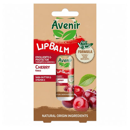 Avenir Vegan Cherry Lip Balm for Hydrated Lips 5.2g