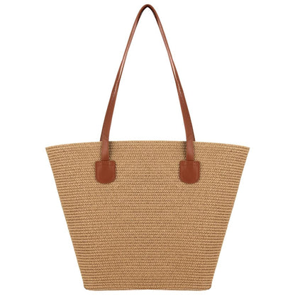 Eklips Beige Straw Beach Bag for Summer Travel