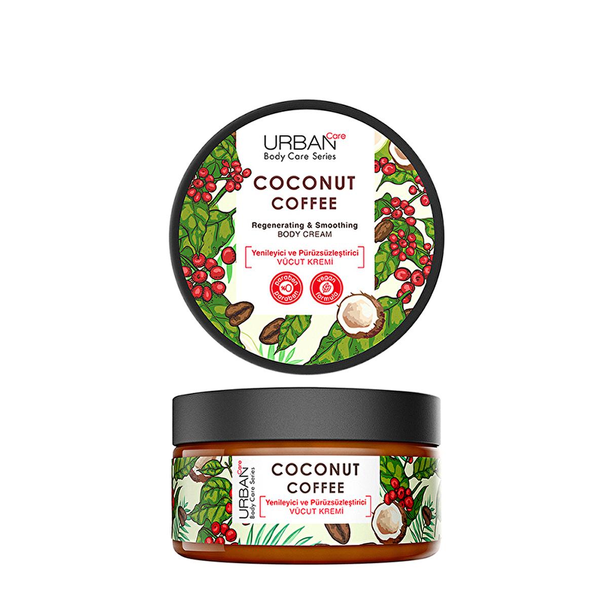 Urban Care Coconut Coffee Body Cream 200ml - Moisturizing Shea Butter Enriched Body Cream for Dry Skin