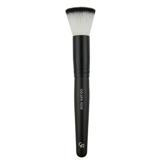 Golden Rose Makeup Brush - Round Face Brush for Smooth Liquid Foundation Application