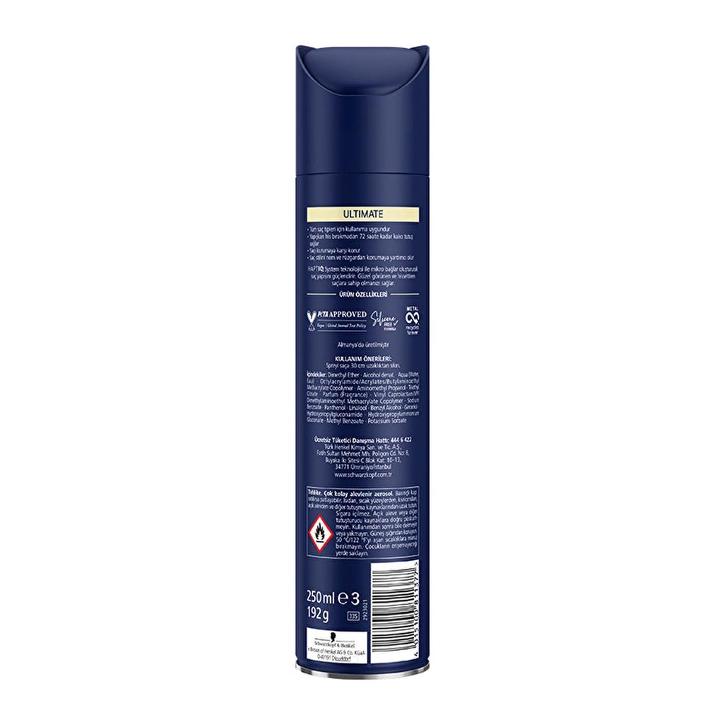 Taft Ultimate Hair Lacquer for Ultimate Hold 250 ml