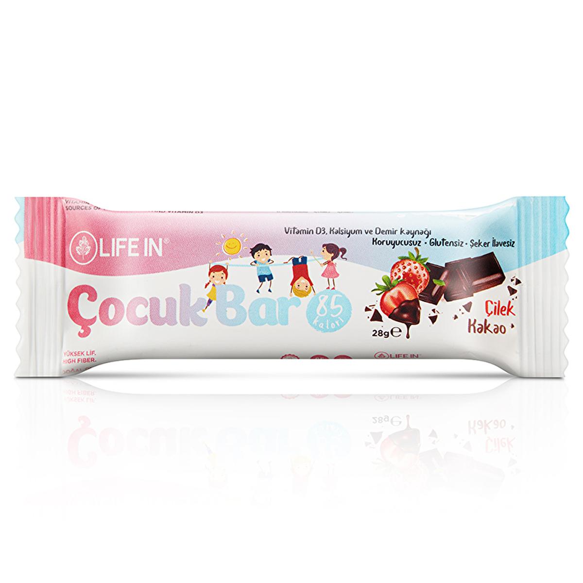 Life In Children's Energy Bar - Strawberry & Chocolate Flavor, Healthy Snack for Kids, No Added Sugar, 28g