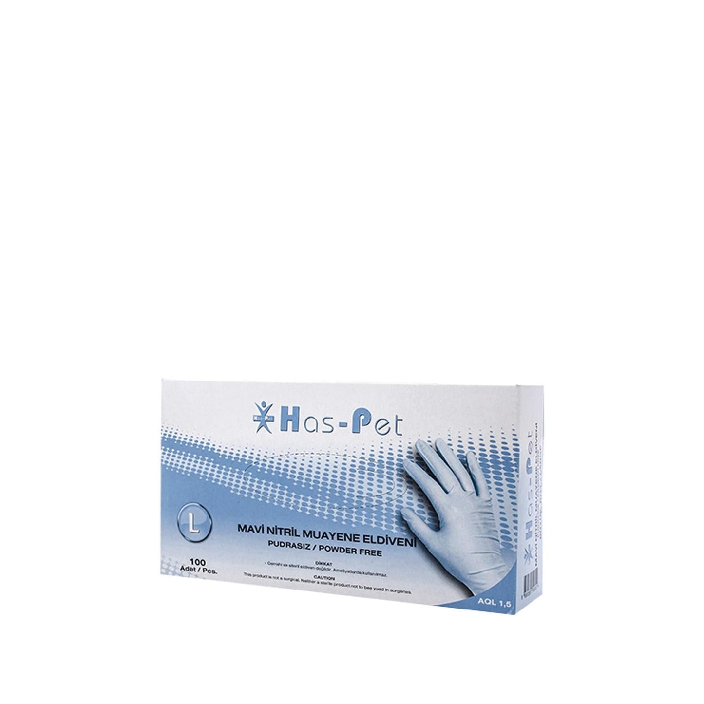 Has-Pet Nitrile Examination Gloves Blue Large 100 Count - Latex-Free, Chemical Resistant Medical Gloves