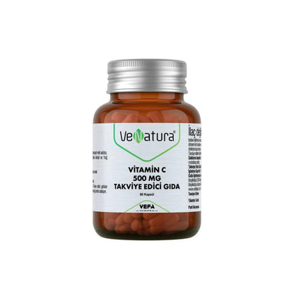 VeNatura Vitamin C Supplement 500mg - 60 Capsules for Immune System Support & Energy Boost