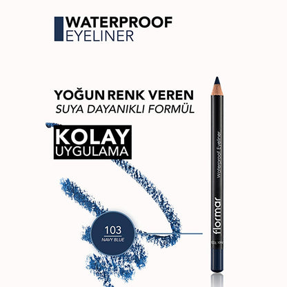 Flormar Waterproof Mat Eyeliner - Intense Pigment, Long-Lasting, Smudge-Proof - Navy Blue