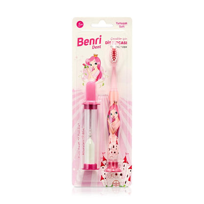 Benri Dent Pink Kids Toothbrush with Sand Timer
